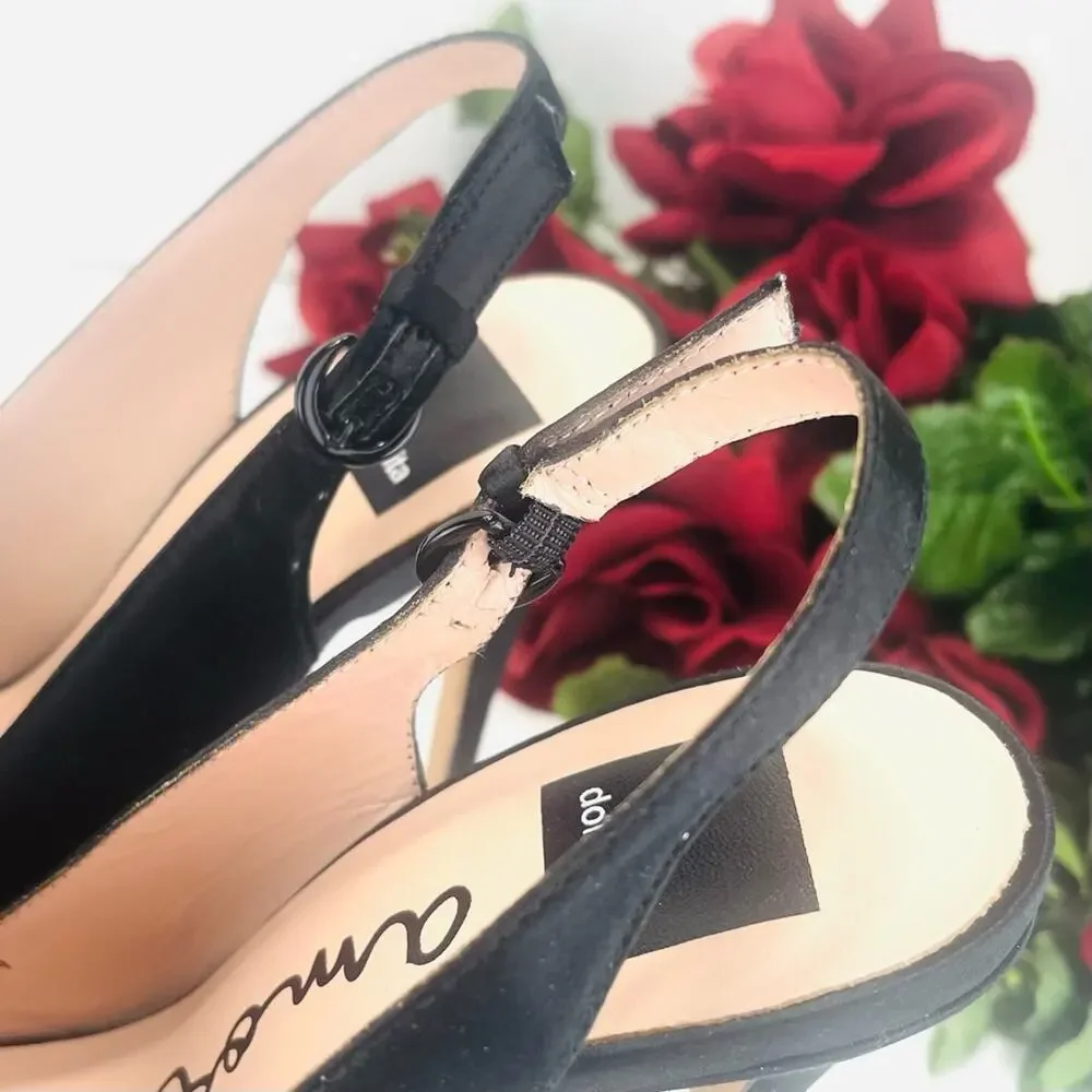 Dolce Vita Amore Platform Stiletto Heels Size 7.5 Black Slingback Open/Peep Toe